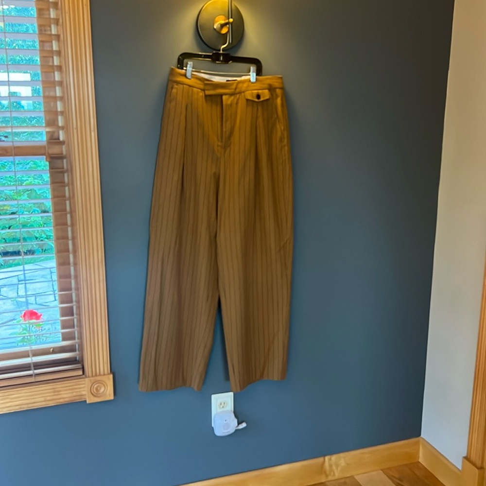 Great wool pants with a camel and black pinstripe